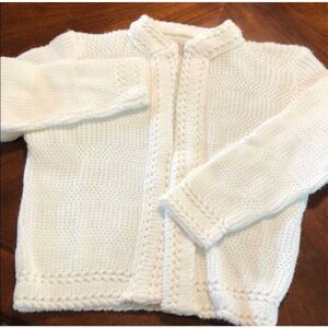 50s Cardigan Vintage Sweater White Delicate Knit Sweater Size S